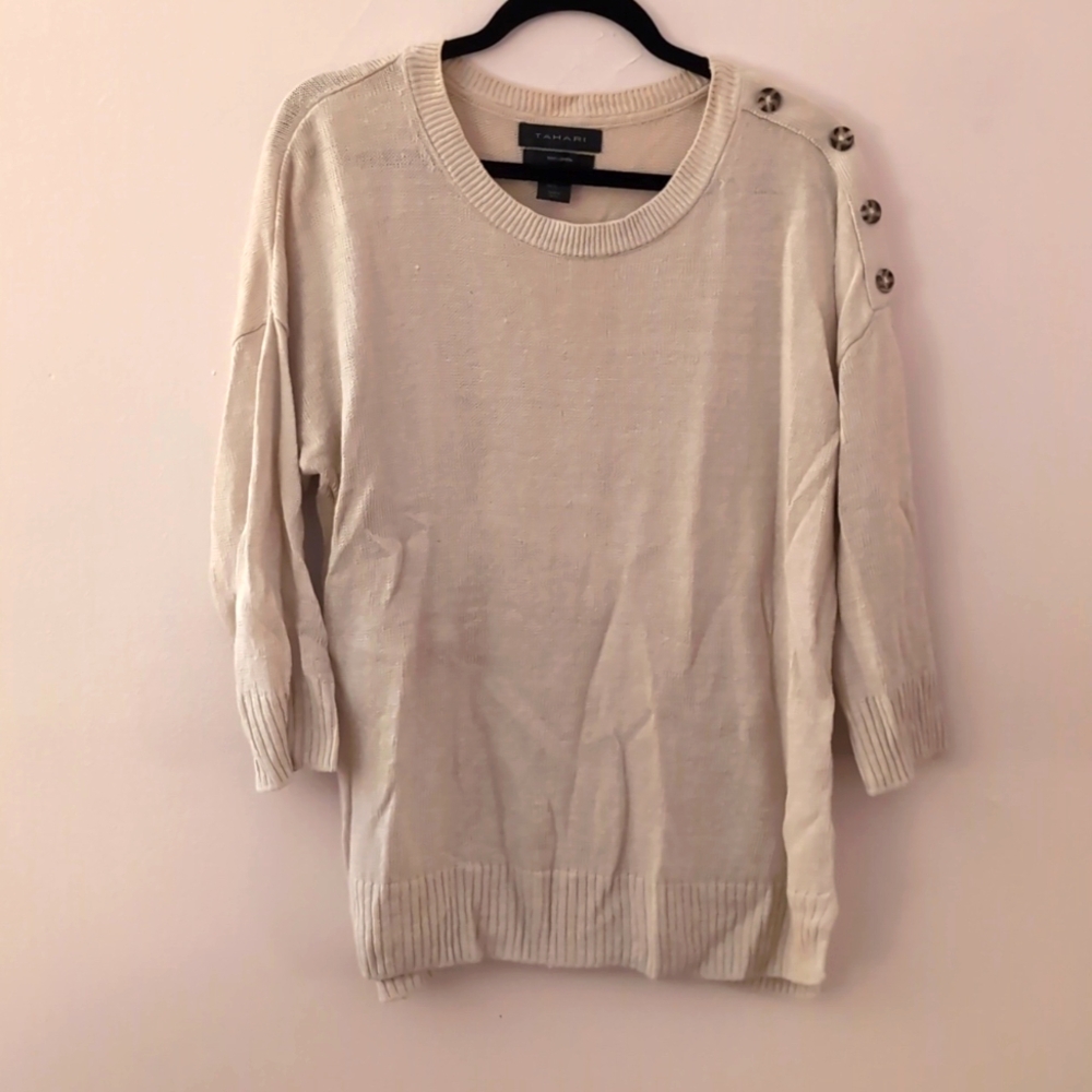 Tahari Linen 3/4 Sleeve Sweater